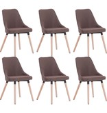 VidaXL Eetkamerstoelen 6 st stof bruin