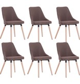 vidaXL Eetkamerstoelen 6 st stof bruin