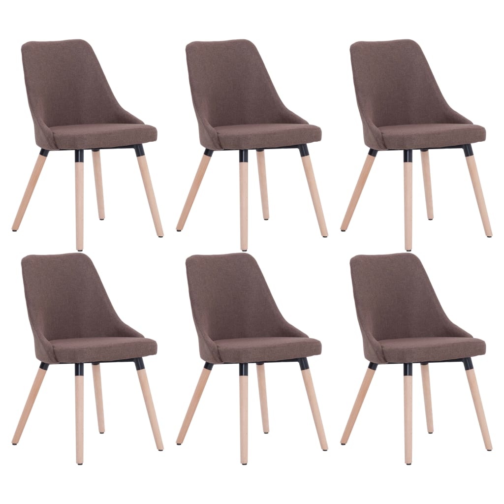 vidaXL Eetkamerstoelen 6 st stof bruin