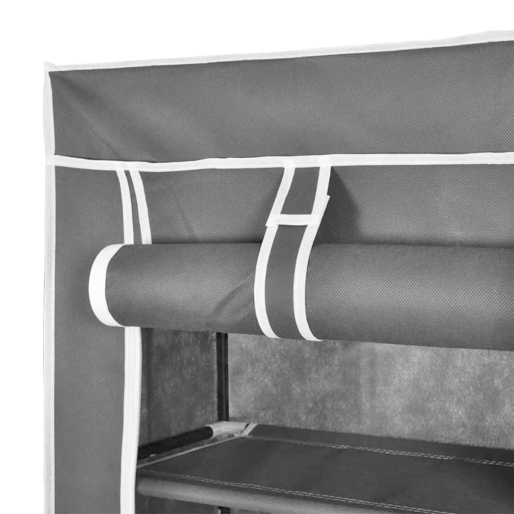 vidaXL Stoffen schoenenrek met hoes 162 x 57 x 29 cm zwart