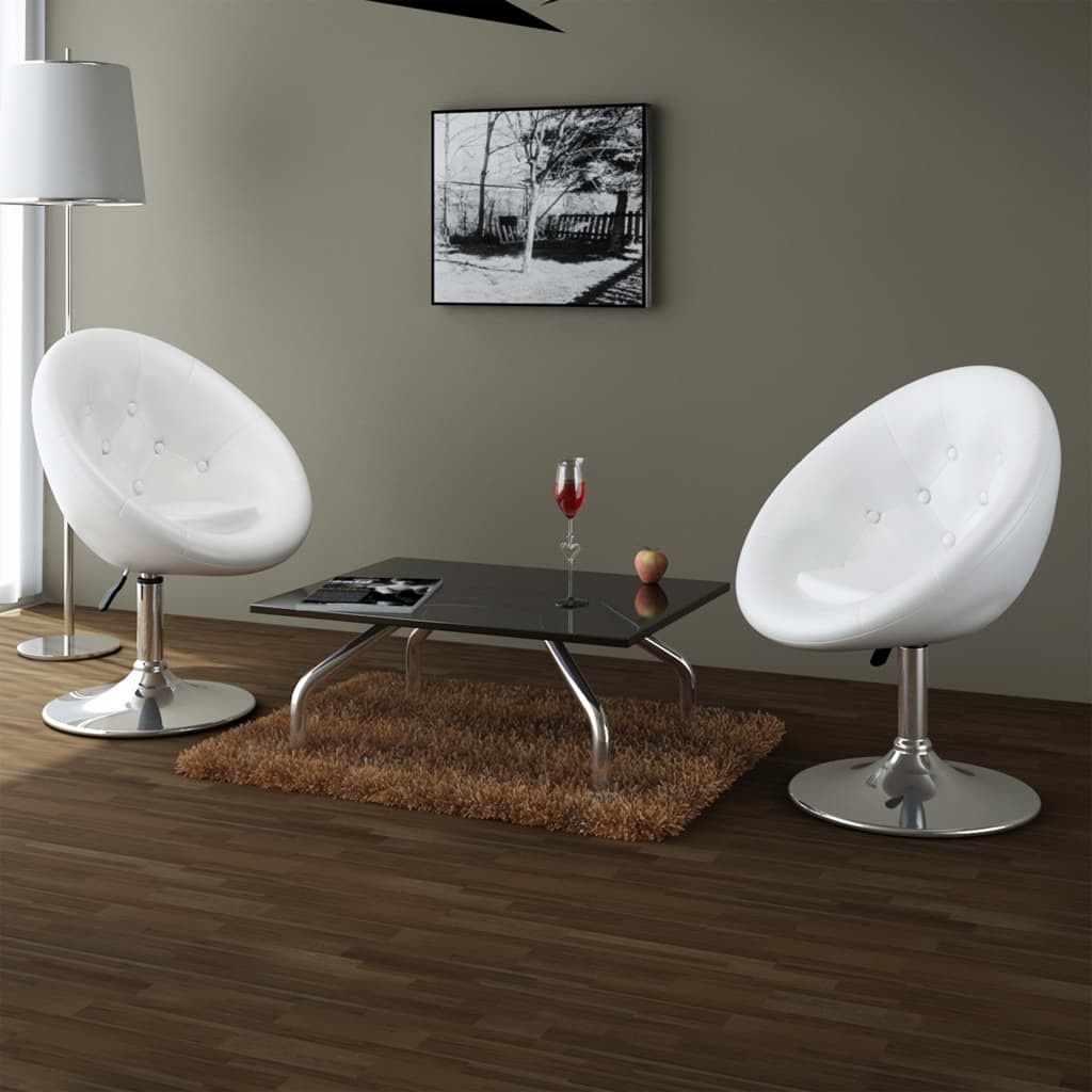 vidaXL Loungestoelen Chesterfield kunstleer wit 2 st