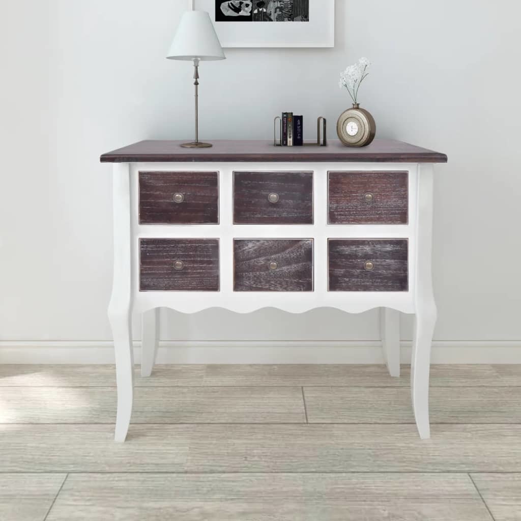 VidaXL Wandkast met 6 lades hout bruin en wit