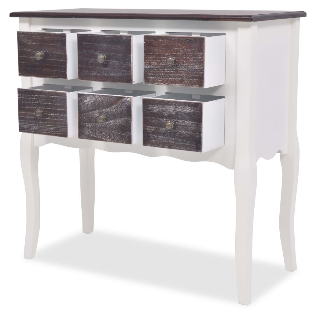 VidaXL Wandkast met 6 lades hout bruin en wit
