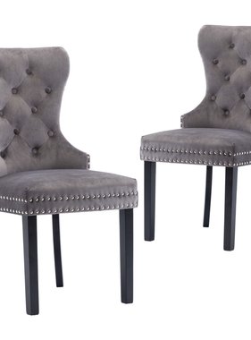 VidaXL Eetkamerstoelen 2 st fluweel grijs