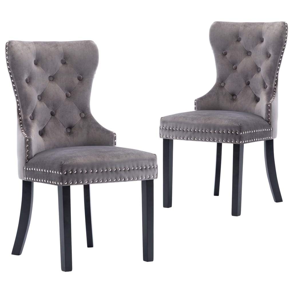 VidaXL Eetkamerstoelen 2 st fluweel grijs