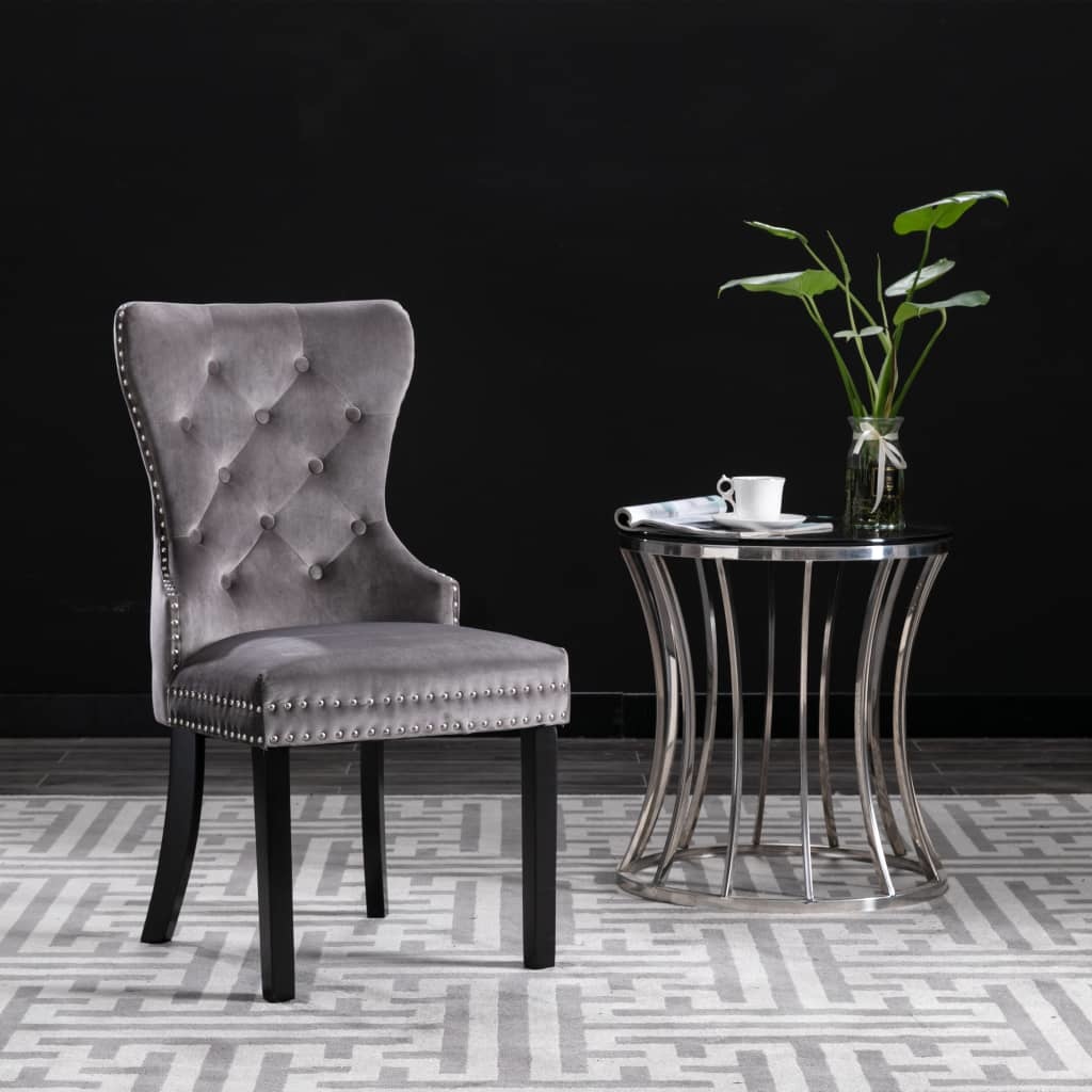 VidaXL Eetkamerstoelen 2 st fluweel grijs