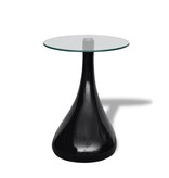 VidaXL Salontafel met rond glazen tafelblad hoogglans zwart 2 st