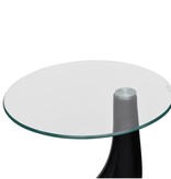 vidaXL Salontafel met rond glazen tafelblad hoogglans zwart 2 st