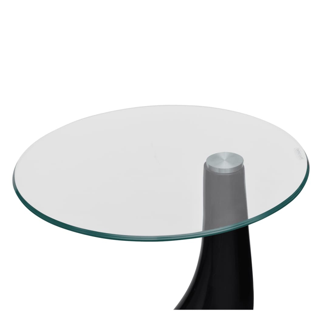 VidaXL Salontafel met rond glazen tafelblad hoogglans zwart 2 st
