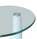 VidaXL Salontafel met rond glazen tafelblad hoogglans wit 2 st