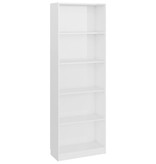 vidaXL Boekenkast met 5 schappen 60x24x175 cm spaanplaat hoogglans wit