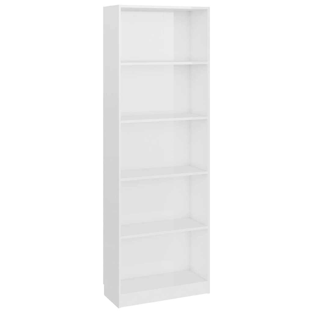 vidaXL Boekenkast met 5 schappen 60x24x175 cm spaanplaat hoogglans wit