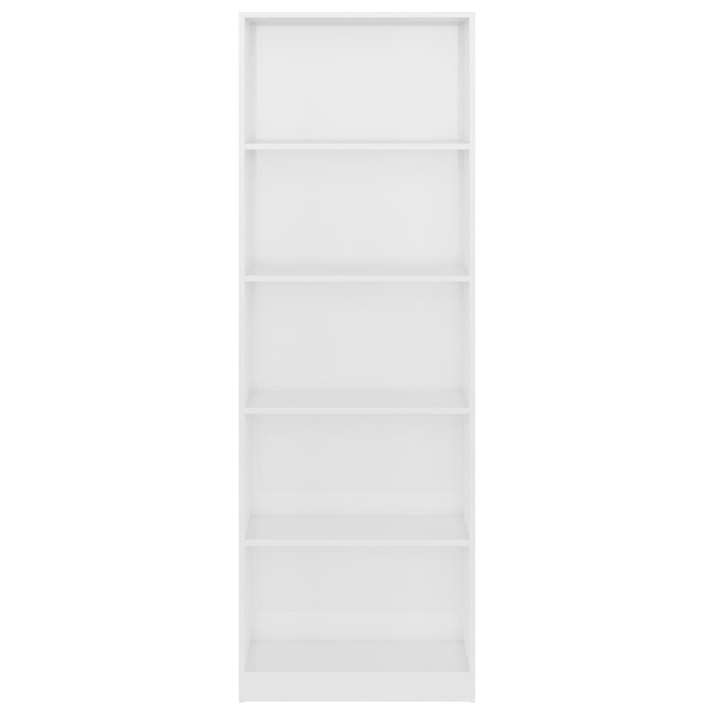 vidaXL Boekenkast met 5 schappen 60x24x175 cm spaanplaat hoogglans wit