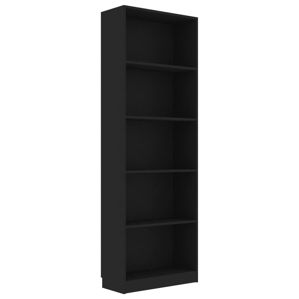 vidaXL Boekenkast met 5 schappen 60x24x175 cm spaanplaat zwart