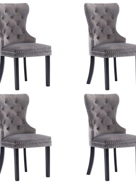 VidaXL Eetkamerstoelen 4 st fluweel grijs