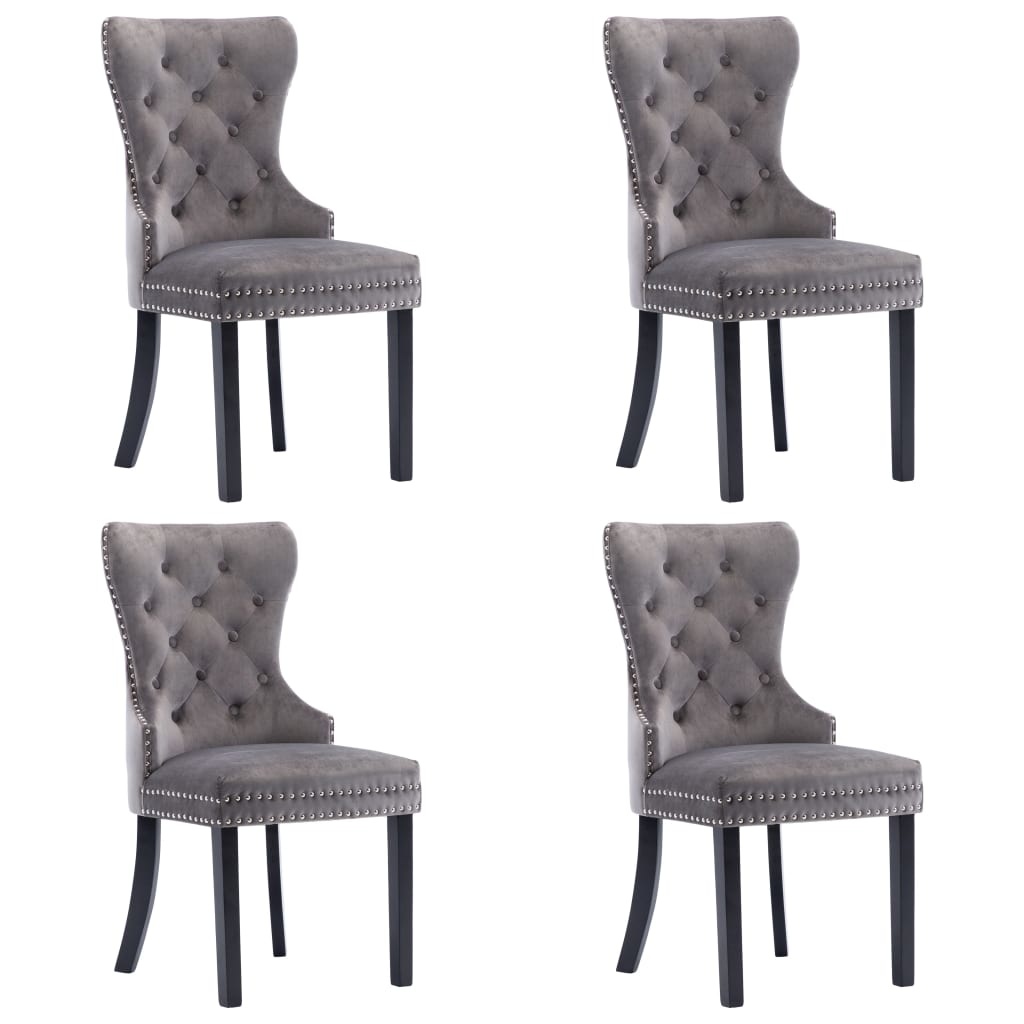 VidaXL Eetkamerstoelen 4 st fluweel grijs