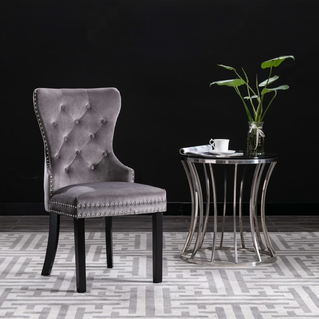 VidaXL Eetkamerstoelen 4 st fluweel grijs