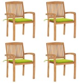VidaXL Tuinstoelen stapelbaar 4 st met kussens massief teakhout