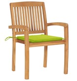 VidaXL Tuinstoelen stapelbaar 4 st met kussens massief teakhout