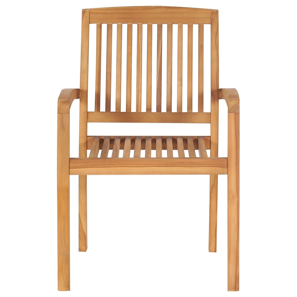 VidaXL Tuinstoelen stapelbaar 4 st met kussens massief teakhout