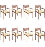 VidaXL Tuinstoelen stapelbaar 8 st met kussens massief teakhout