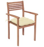 VidaXL Tuinstoelen stapelbaar 8 st met kussens massief teakhout