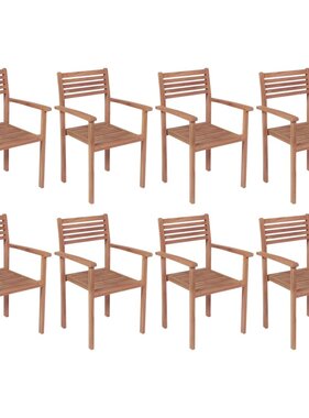 VidaXL Tuinstoelen 8 st stapelbaar massief teakhout