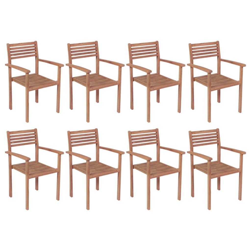 VidaXL Tuinstoelen 8 st stapelbaar massief teakhout
