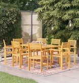 VidaXL 9-delige Tuinset massief teakhout