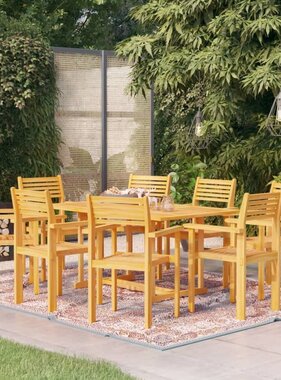 VidaXL 9-delige Tuinset massief teakhout