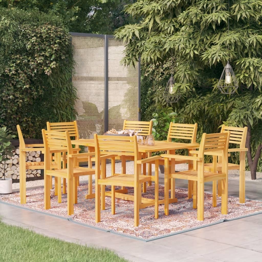 VidaXL 9-delige Tuinset massief teakhout