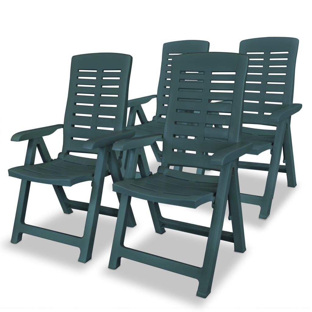 VidaXL Tuinstoelen verstelbaar 4 st kunststof groen