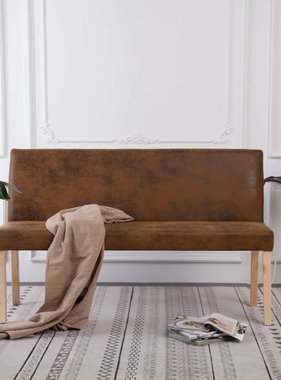 VidaXL Bankje 139,5 cm kunstsuède bruin