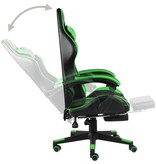 vidaXL Racestoel met voetensteun kunstleer zwart en groen