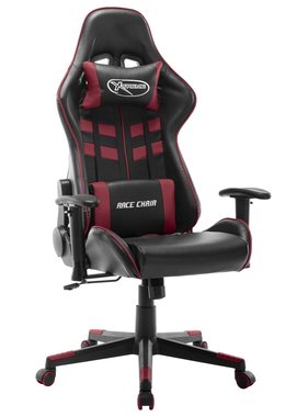 VidaXL Gamestoel kunstleer zwart en wijnrood
