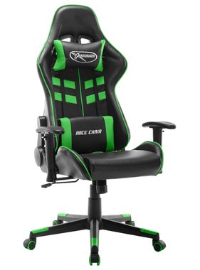 VidaXL Gamestoel kunstleer zwart en groen
