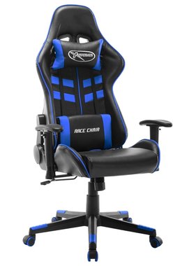 vidaXL Gamestoel kunstleer zwart en blauw