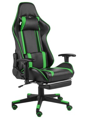 VidaXL Gamestoel draaibaar met voetensteun PVC groen