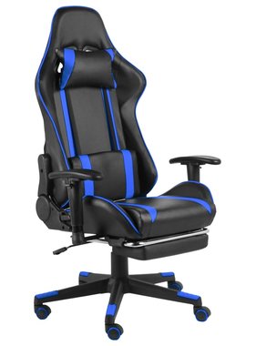 VidaXL Gamestoel draaibaar met voetensteun PVC blauw
