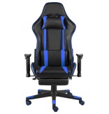 vidaXL Gamestoel draaibaar met voetensteun PVC blauw