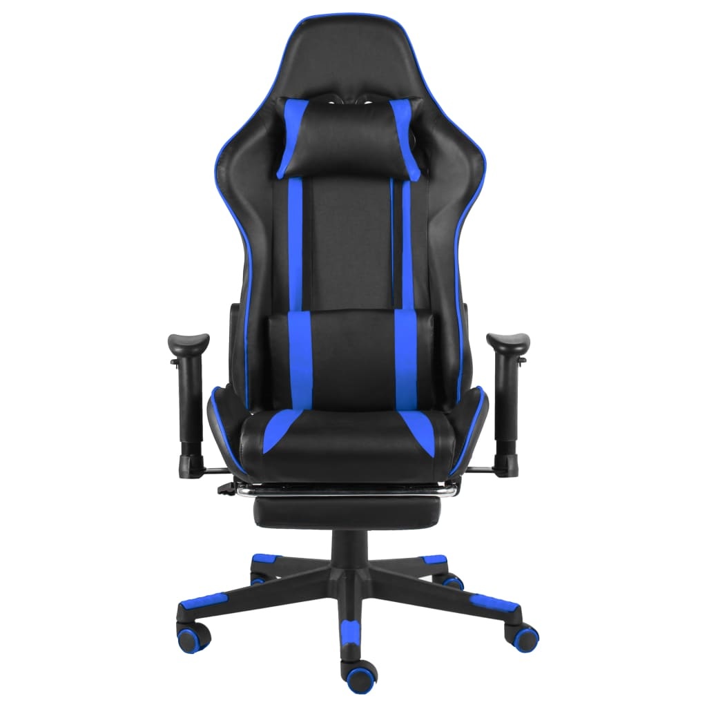 vidaXL Gamestoel draaibaar met voetensteun PVC blauw