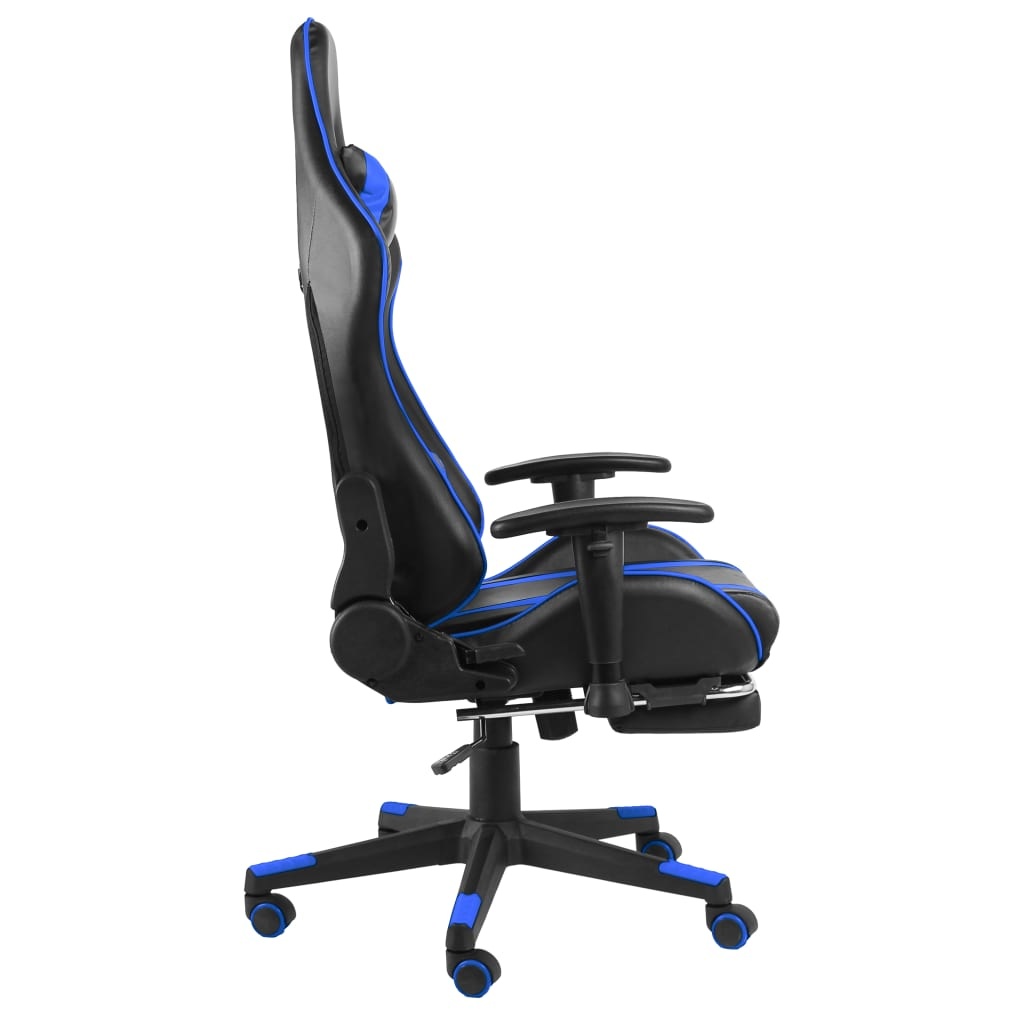 vidaXL Gamestoel draaibaar met voetensteun PVC blauw