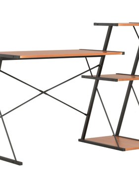 VidaXL Bureau met schap 116x50x93 cm zwart en bruin