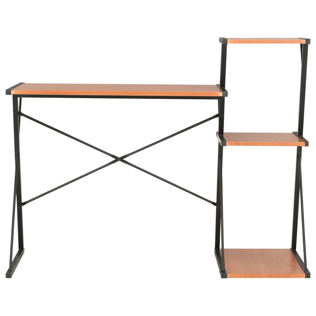 vidaXL Bureau met schap 116x50x93 cm zwart en bruin