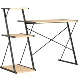 vidaXL Bureau met schap 116x50x93 cm zwart en eikenkleurig