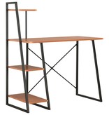 VidaXL Bureau met schappen 102x50x117 cm zwart en bruin