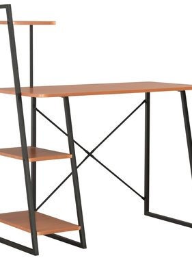 VidaXL Bureau met schappen 102x50x117 cm zwart en bruin