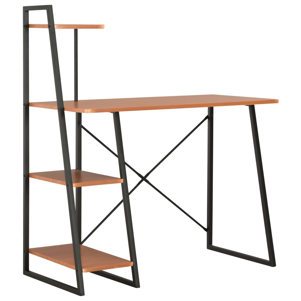 VidaXL Bureau met schappen 102x50x117 cm zwart en bruin