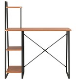VidaXL Bureau met schappen 102x50x117 cm zwart en bruin