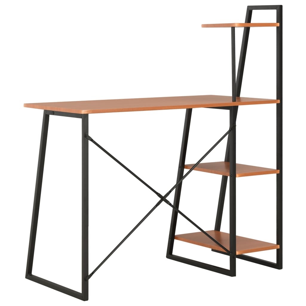 VidaXL Bureau met schappen 102x50x117 cm zwart en bruin